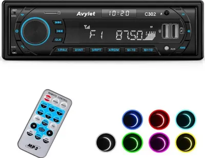 Immagine prodotto di Autoradio Bluetooth 5.0, autoradio FM/AM a 7 colori con vivavoce Bluetooth, radio stereo 1 DIN con 2 USB/AUX/SD card/lettore MP3, supporto per iOS, Android, memorizzare 30 stazioni radio