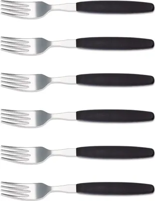Produktbild von 6er Set Giesser Messer Besteck Gabel Essgabel Steakgabel groß - Schwarz