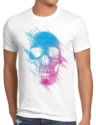 Produktbild von style3 Neon Skull T-Shirt Herren totenkopf disco neon festival