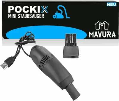 Immagine prodotto di POCKIX Mini aspirapolvere USB per computer con tastiera da tavolo e luce e 2 attacchi