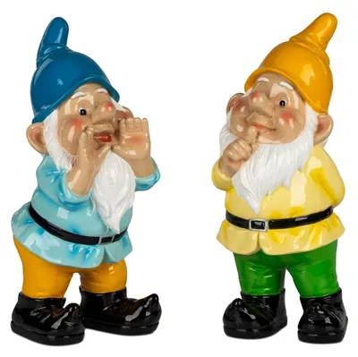 Produktbild von Formano 2er Set Gartenzwerg Gartendeko Figuren handbemalt Kunststein 34 cm groß