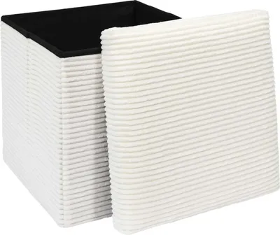 Image de HowHomely Pouffe creme Puff 38 x 38 x 38 cm Sitzhocker