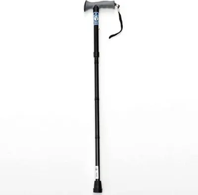 Produktbild von Wanderstock Faltbarer höhenverstellbarer Wanderstock mit Gelgriff schwarz - Flexibel und komfortabel