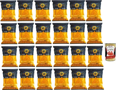 Produktbild von FOX Natural Quality Vintage Potatoes Tortilla Chips Käse, Nacho cheese Corn, Premium italienische handgefertigte Kartoffel crisps chips 24x 125g + Italian Gourmet polpa 400g
