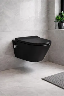 Produktbild von Taharet Dusch Wc kalt Anschluss,Schwarz matt mit Intergrierter Armatur mit Soft Close Wc sitz