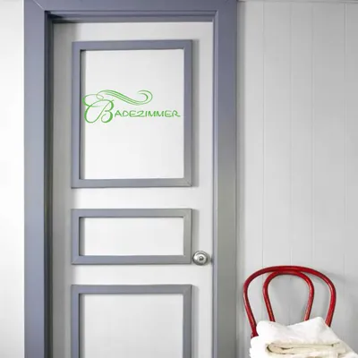 Produktbild von Wandtattoo - Wandaufkleber - Tür- Wandtattoo Badezimmer - 60cm x 20cm lindgrün - Dekoration Küche Wohnzimmer Wand