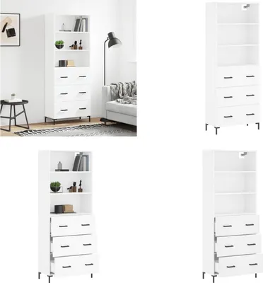 Produktbild von vidaXL Highboard Weiß 69,5x34x180 cm Holzwerkstoff - Highboard - Highboards - Sideboard - Schrank