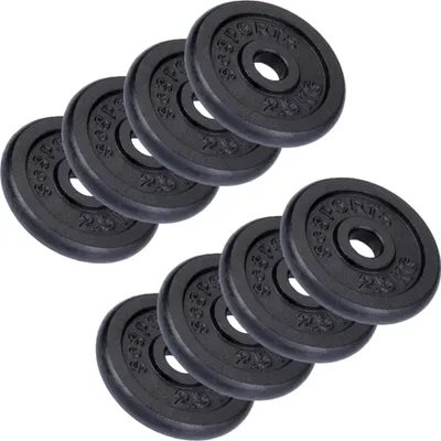 Produktbild von ScSPORTS® Hantelscheiben - Set, 20kg (8x2,5 kg), Ø 30/31 mm, Gusseisen - Gewichtsscheiben, Hantelscheiben-Set, Hantelgewichte, Fitness Scheiben, Gussscheiben, Gewichte für Hantel, Langhantel