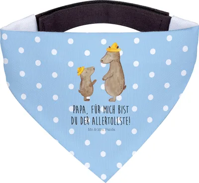 Produktbild von Mr. & Mrs. Panda Halstuch Hund Bären mit Hut - Blau Pastell - Geschenk, Kinder, Hunde Hals Tuch, Family, Vatertag, Muttertag, Bandana, Vater, für