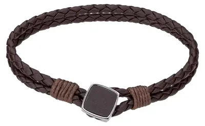 Produktbild von Herrenarmband Philipp Blanc Leder Braun 21 cm geflochten