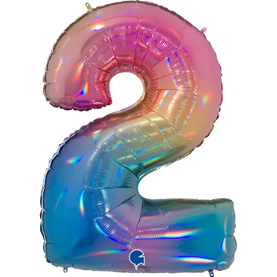Image de Ballon en aluminium géant 40"/102 cm | Chiffre arc-en-ciel : 2