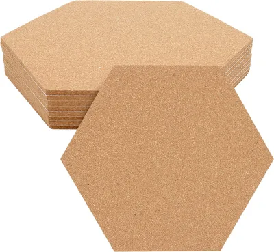 Imagen del producto de Placas de corcho hexagonales autoadhesivas, de 300 x 260 mm, paquete de 8 unidades, para pizarras