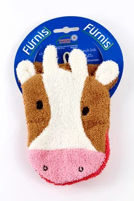 Produktbild von Fürnis Waschlappen mit lustigen Tiermotiven Klein 100% Bio Baumwolle GOTS 588 Kuh klein