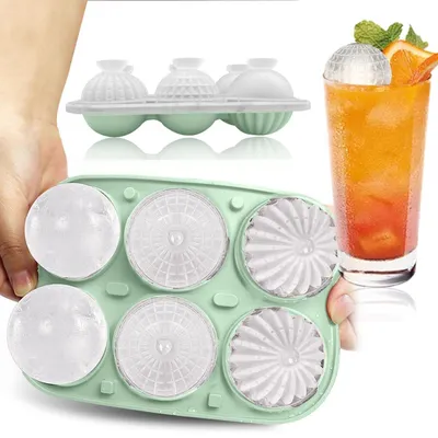 Produktbild von Eiswürfelform Kugel 6er Set Silikon Hellgrün Wiederverwendbar für Cocktails Whisky