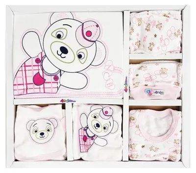 Produktbild von Teddy Baby Erstausstattungspaket 10-teilig aus 100% Baumwolle - Neugeborenen Set Rosa