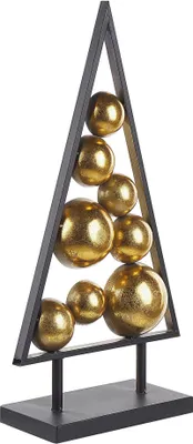 Produktbild von BELIANI Weihnachtsdekoration Schwarz und Gold Metall in Tannenform mit Kugeln für den Tisch Innenbereich Dekofigur Flur Wohn- und Schlafzimmer