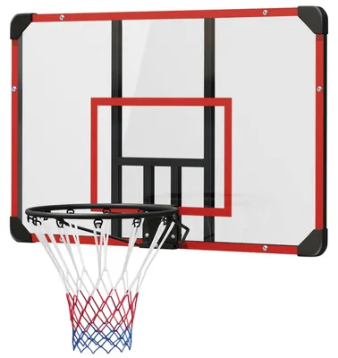 Immagine prodotto di Canestro da basket, Tabellone da basket con canestro, Rete da basket con Tabellone da basket, Montaggio a parete, Esterno, Acciaio, 113 x 61 x 73 cm, Rosso