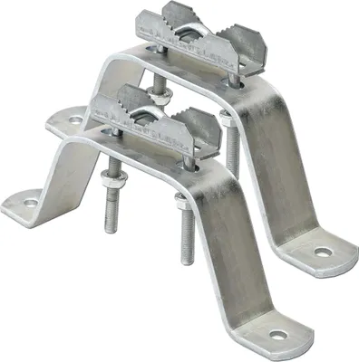 Produktbild von dso Stahl Masthalterung, 10 cm Wandabstand, massive, witterungsbeständige Ausführung, Profil 40x4 mm, inkl. 2x Zweibein-Wandhalterung & 2x Rohrschelle für Rohre Ø 30-60 mm