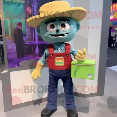 Productafbeelding van Tacos mascotte REDBROKOLY kostuum karakter gekleed met een overall en aktetassen