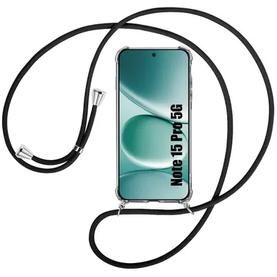 Image de Coque Silicone pour Xiaomi Redmi Note 15 Pro 5G, Protection Renforcée avec Cordon Noir