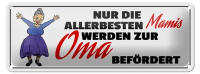 Produktbild von Blechschild Spruch 27x10cm zur Oma befördert Dekoration