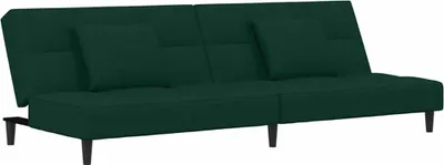 Produktbild von vidaXL Schlafsofa 2-Sitzer mit 2 Kissen Dunkelgrün Samt
