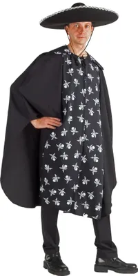 Halloween Umhang mit Totenkopf-Motiv für Erwachsene Onesize schwarz SALE Fasching Karneval Mottoparty