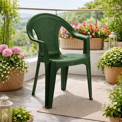 Stapelstuhl Gartenstuhl Outdoorstuhl Kunststoff Rattan-Optik Grün