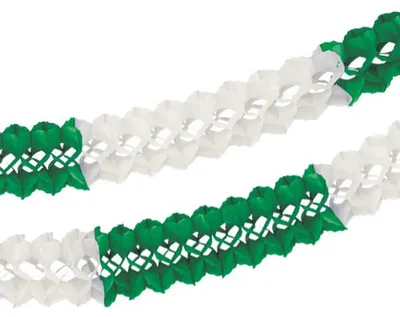 Immagine prodotto di Ghirlanda grande, carta Ø 16 cm - 10 m verde/bianco ignifugo