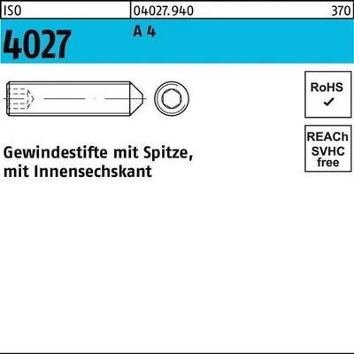 Produktbild von Reyher  Gewindestifte ISO 4027 A 4 M 4 x 4 A 4 040279400040004 (500 Stück)