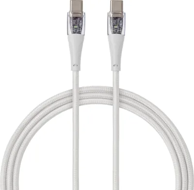 Produktbild von QUALO Transparente Nylonkabel USB-C – USB-C 1,5 m 3A Weiß QTCN-CC-00