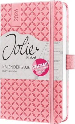 Zdjęcie produktu dla sigel J6110 kalendarz kieszonkowy sigel Jolie Flair 2026, imitacja skóry , A6, różowy