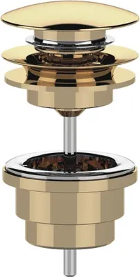 Obrázek produktu pro Odpadní sada 5/4", click-clack, velká zátka, 10-65 mm, zlatá