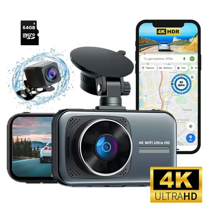 Produktbild von Camigoo® D1 Pro – Dashcam Auto Vorne und Hinten – Ultra 4K – GPS und App-Steuerung – Loop-Aufnahme - G-Sensor - Mit Parküberwachung - Super Nachtsicht