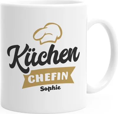 Produktbild von personalisierte Kaffeetasse Küchenchefin Tasse anpassbarer Name personalisierte Geschenke SpecialMe® weiß Keramik-Tasse