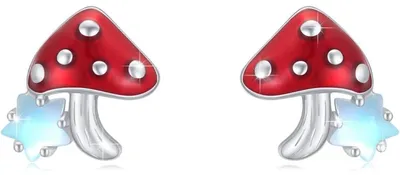 Produktbild von Ohrstecker 925 Sterling Silber Pilz Mondstein Hypoallergen für Damen Mädchen