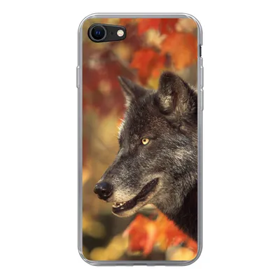 Produktbild von MuchoWow® Handyhülle Schutzhülle Hülle für iPhone 8 Wolf - Nahaufnahme - Blätter Silikon Softcase Handy Hülle - Schutzhaube