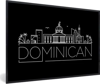 Produktbild von MuchoWow® MuchoWow® Gerahmtes Poster Skyline "Dominikanische Republik" auf schwarzem Hintergrund 60x40 cm - Poster mit zchwarzem Bilderrahmen - Printing - Wanddeko Schlafzimmer