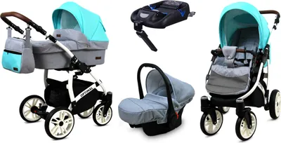 Obrázok produktu pre BabyLux® Optimal | Kočík 4v1 Set | Silver Mint | Kombinovaný kočík | Set kočíkov | Isof