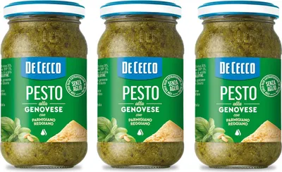 Produktbild von 3x De Cecco Pesto alla Genovese con Parmigiano Reggiano senza aglio Pesto mit frischem Basilikum, Parmigiano Reggiano ohne Knoblauch 190g Italienisches Sauce