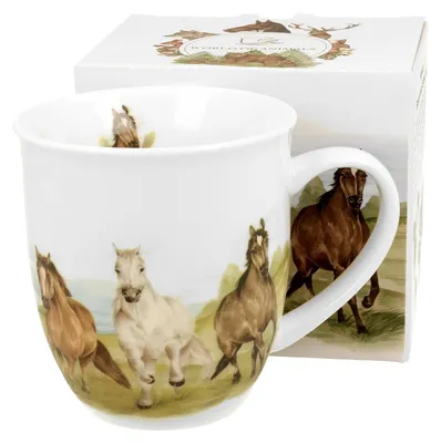 Produktbild von DUO | Becher - Kaffeebecher - 400 ml - Pferdemotiv - Porzellan - Teebecher - Weihnachtsbox