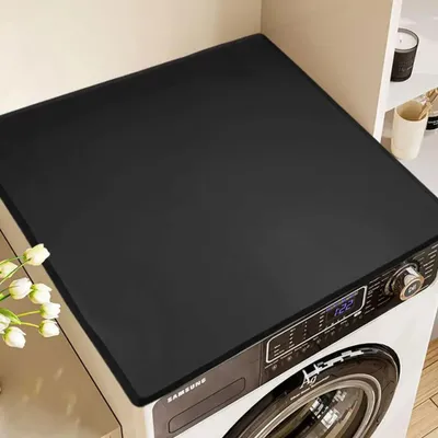 Produktbild von Silikon Schutzmatte für Waschmaschine und Trockner - Rutschfest Wasserdicht Hitzebeständig mit Rand - Waschbare Universale Unterlage 50x60 cm - Schwarz