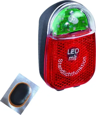 Image de Feu arrière LED Büchel Beetle pour vélo avec feu de position, alimentation par dynamo, rustine incluse