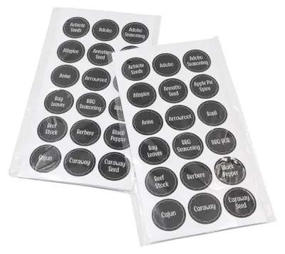 Gewürzetiketten, selbstklebend, 38 mm Ø, 16 Stück, schwarz matt