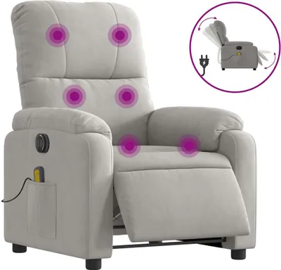Produktbild von vidaXL Massagesessel Elektrisch Hellgrau Mikrofasergewebe