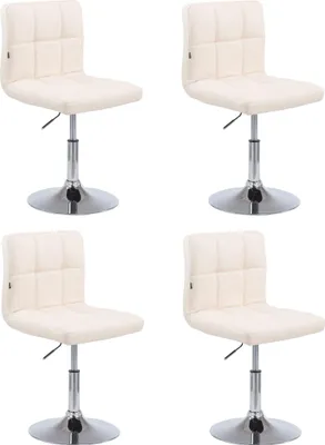 Produktbild von 4er Set Barhocker BANGKO - Kunstleder Creme 44x49x74 cm | Barstuhl Höhenverstellbar Mit Lehne Drehbar Tresenhocker Tresenstuhl Kneipenhocker