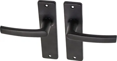 Immagine prodotto di Maniglie per porte su rosetta nera con scudo modello blocco alluminio - Per set