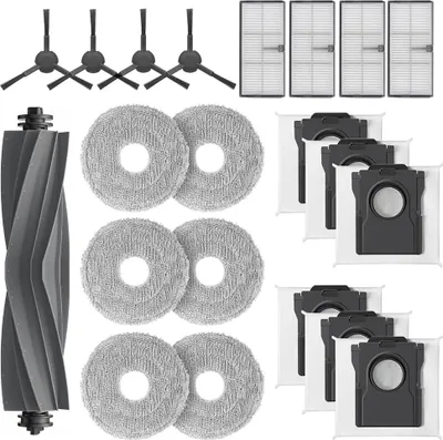 Produktbild von Geoviizon Zubehör für dreame L10s Pro Ultra Heat/L10s Ultra Gen 2/X30 Ultra/Mova E30 Ultra Roboter Staubsauger, 1 Hauptbürste, 4 Hepa Filter, 6 Staubbeutel, 6 Wischtücher, 4 Seitenbürsten Ersatzteile