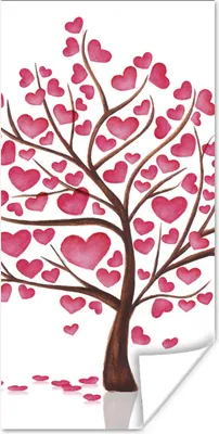 Produktbild von MuchoWow® Poster Eine Illustration eines Baumes mit Herzen 20x40 cm - Plakat - Foto