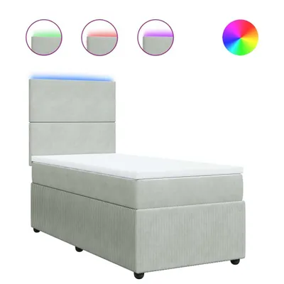 Produktbild von Boxspringbett mit Matratze Hellgrau 80x200 cm Samt